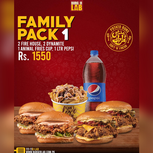 Burger Lab Offer Family Pack Deal 1 For Rs.1550/ (November 2020