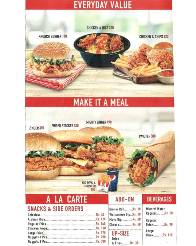 Kfc Menu In Islamabad Rated 2 7 June 2020 Peekaboo Guru
