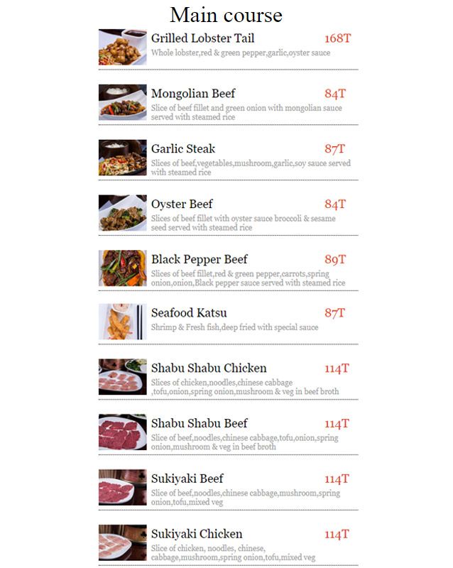 kenzo restaurant tehran menu