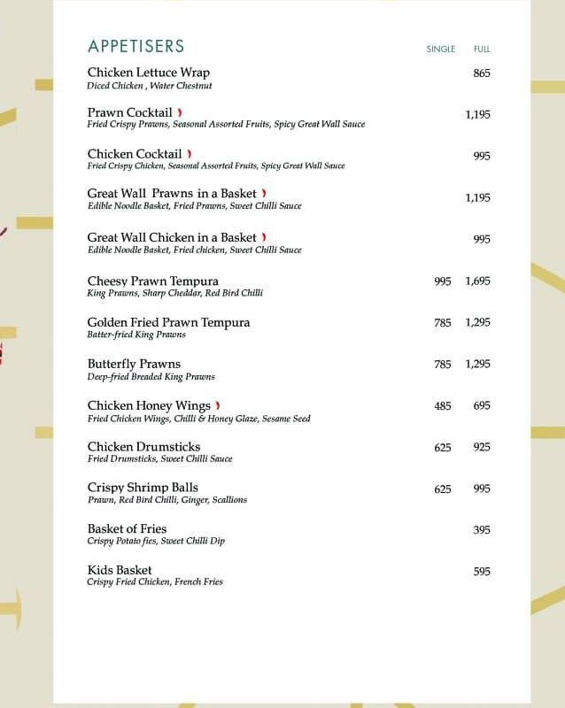 Great Wall Menu In Karachi Rated 37 Dec 2021