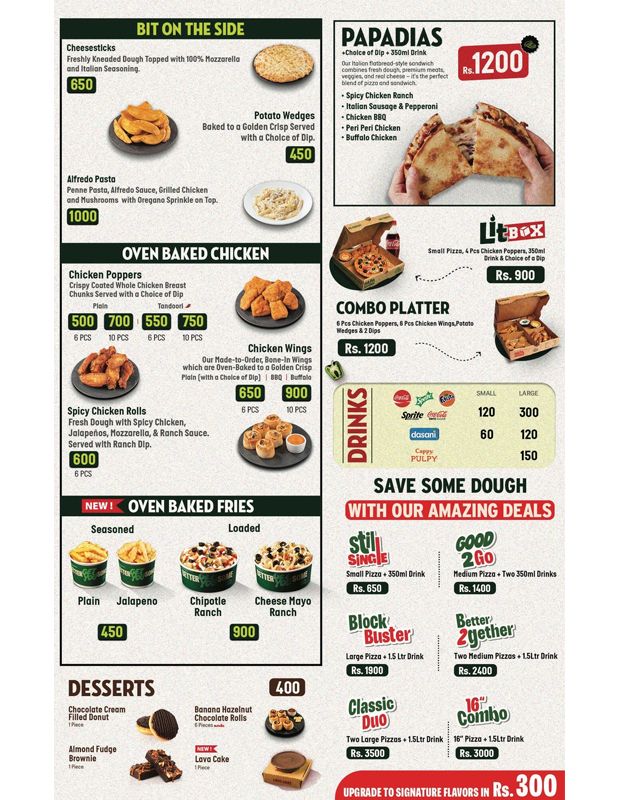 Papa John Pizza Menu